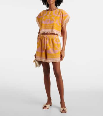 Wylie fringed cotton terry crop top | Zimmermann