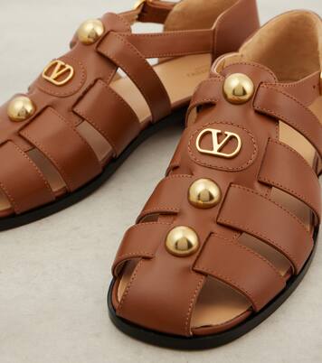 VLogo Signature leather fisherman sandals | Valentino Garavani
