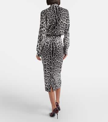 Leopard-print silk-blend pencil skirt | Dolce&Gabbana