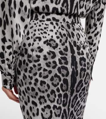 Leopard-print silk-blend pencil skirt | Dolce&Gabbana