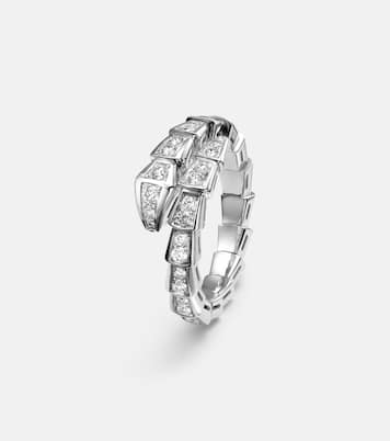 Serpenti Viper 18kt white gold ring with diamonds | Bvlgari
