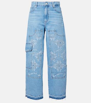 Jean barrel à broderies anglaises | Ganni