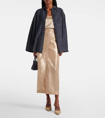 Coated cotton wrap skirt | Brunello Cucinelli