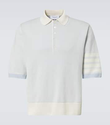 4-Bar linen and cotton polo shirt | Thom Browne