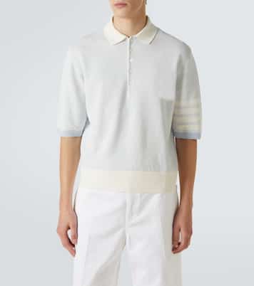 4-Bar linen and cotton polo shirt | Thom Browne