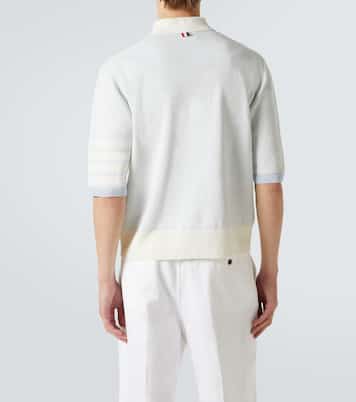 4-Bar linen and cotton polo shirt | Thom Browne