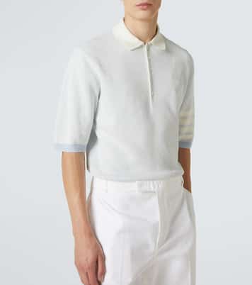 4-Bar linen and cotton polo shirt | Thom Browne