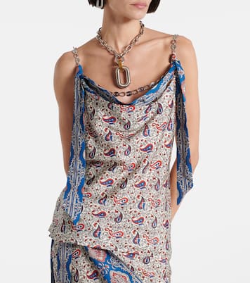 Chain-detail paisley satin camisole | Rabanne