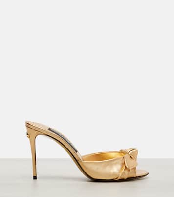 Mules in pelle metallizzata con fiocco | Dolce&Gabbana