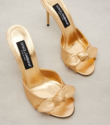 Mules in pelle metallizzata con fiocco | Dolce&Gabbana