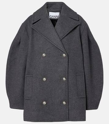 Oversized wool-blend peacoat | Ganni