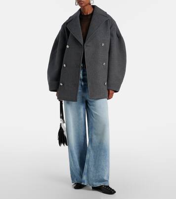 Oversized wool-blend peacoat | Ganni