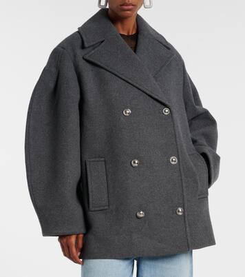 Oversized wool-blend peacoat | Ganni