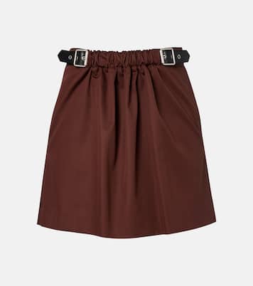 Belted cotton and silk twill miniskirt | Loewe