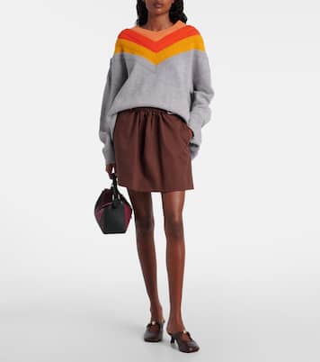 Belted cotton and silk twill miniskirt | Loewe
