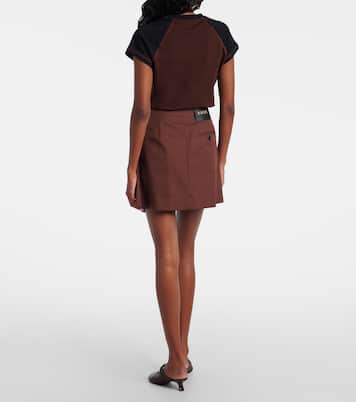Belted cotton and silk twill miniskirt | Loewe