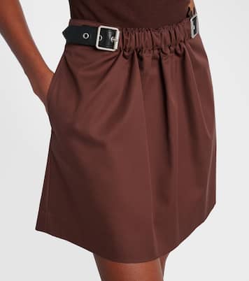Belted cotton and silk twill miniskirt | Loewe
