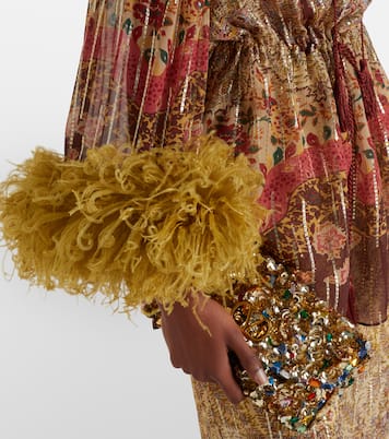 Paisley feather-trimmed silk-blend blouse | Valentino