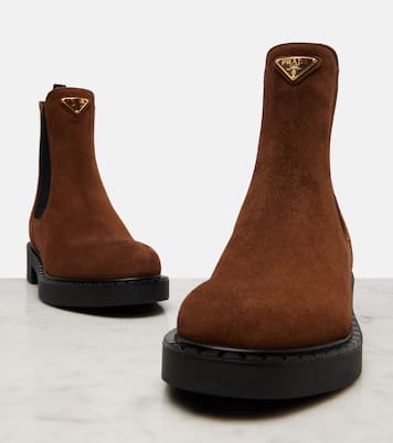 Chelsea Boots Chocolate aus Veloursleder | Prada