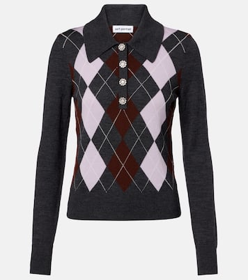 Argyle wool polo sweater | Self-Portrait
