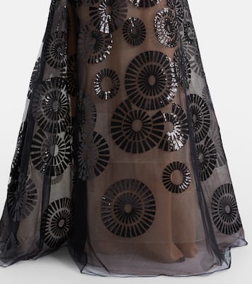 Scarf-detail sequined tulle gown | Elie Saab