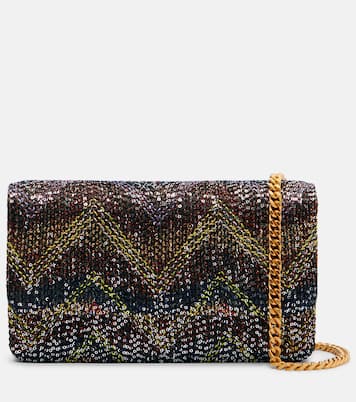Caperdoni Small leather-trimmed sequined crossbody bag | Missoni