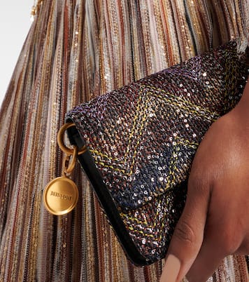 Caperdoni Small leather-trimmed sequined crossbody bag | Missoni