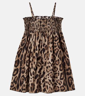 Leopard-print cotton dress | Dolce&Gabbana Kids