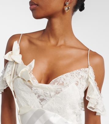 Robe longue en satin et dentelle | Self-Portrait