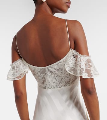 Robe longue en satin et dentelle | Self-Portrait