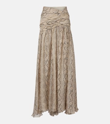 Snake-print silk chiffon maxi skirt | Elie Saab