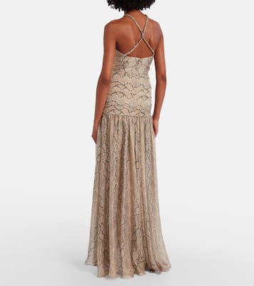 Snake-print silk chiffon maxi skirt | Elie Saab