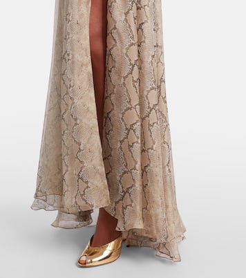 Snake-print silk chiffon maxi skirt | Elie Saab