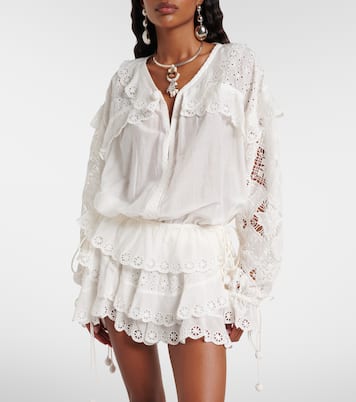 Blusa Nowana de algodón y seda bordada | Isabel Marant