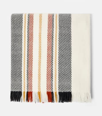 Fringed striped cashmere blanket | Loro Piana