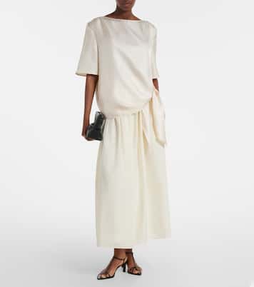 Naya gathered cotton and silk maxi skirt | Loulou de Saison