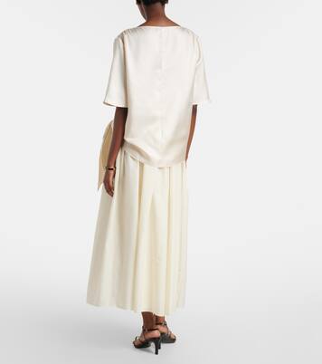 Naya gathered cotton and silk maxi skirt | Loulou de Saison