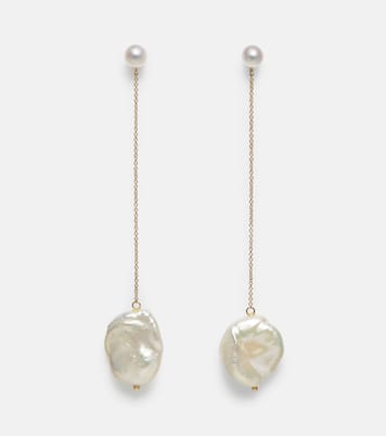14kt gold drop earrings with pearls | Mateo