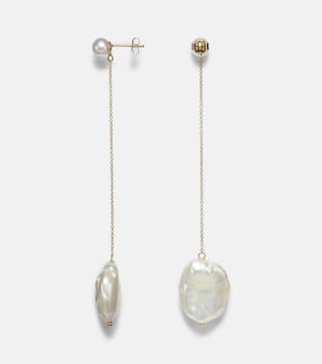 14kt gold drop earrings with pearls | Mateo
