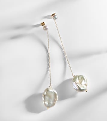 14kt gold drop earrings with pearls | Mateo