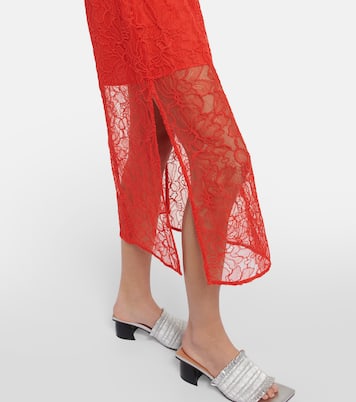 Robe midi en dentelle de coton mélangé | Ganni