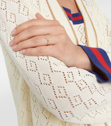 Anello Interlocking G in oro 18kt con diamanti | Gucci