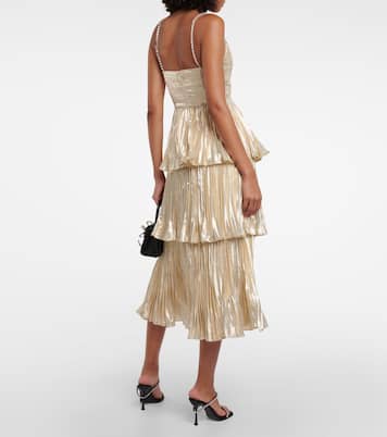 Robe midi métallisée à ornements | Self-Portrait