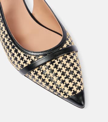 Jama皮革边饰酒椰叶纤维芭蕾舞平底鞋 | Malone Souliers