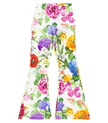 Floral cotton-blend flared pants | Dolce&Gabbana Kids