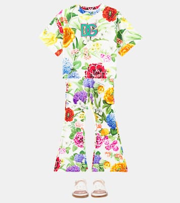 Floral cotton-blend flared pants | Dolce&Gabbana Kids
