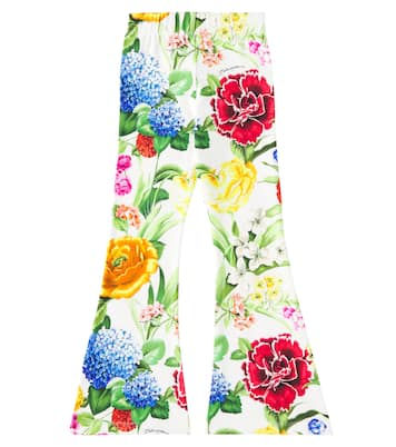 Floral cotton-blend flared pants | Dolce&Gabbana Kids