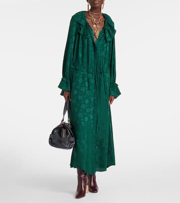 Vestido midi de seda en jacquard floral | Chloé