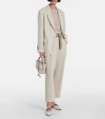 Pantalones rectos de mezcla de lino | Brunello Cucinelli