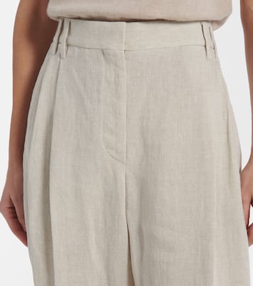 Pantalones rectos de mezcla de lino | Brunello Cucinelli